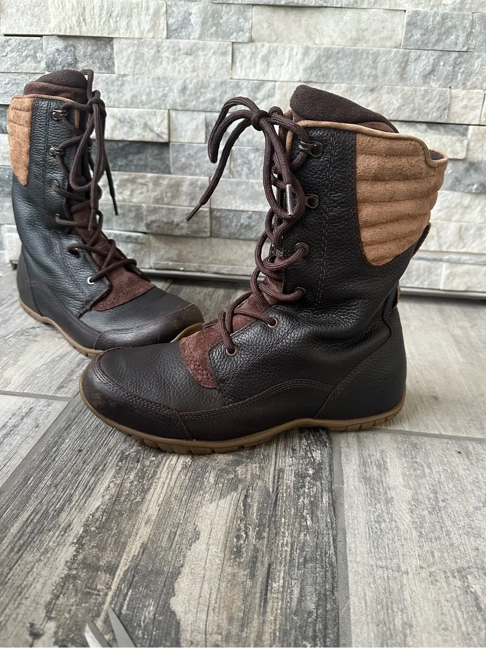 THE NORTH FACE Purna Luxe Lace-Up Winter Boots Brown Tan Primaloft Size 8